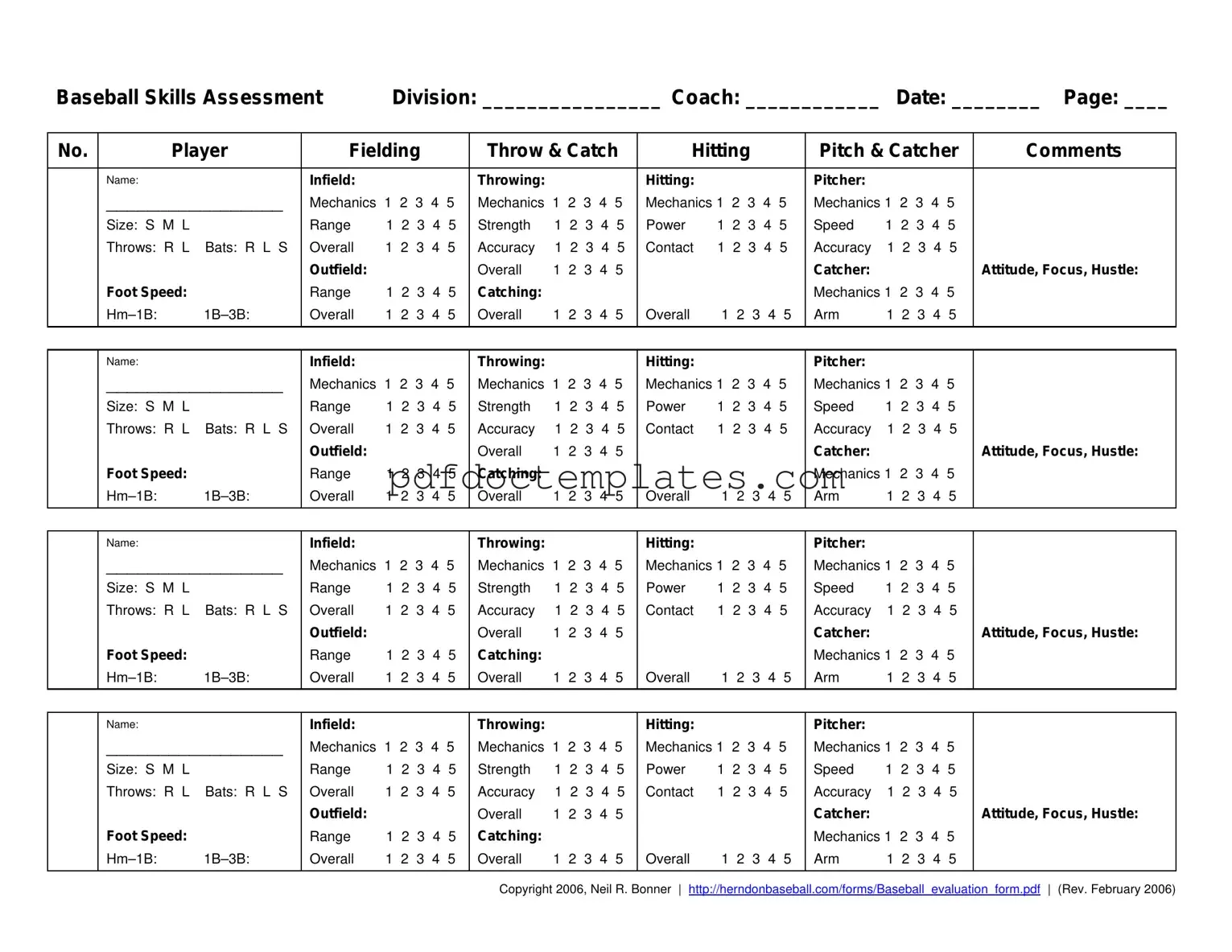 Download Baseball Assessment Template