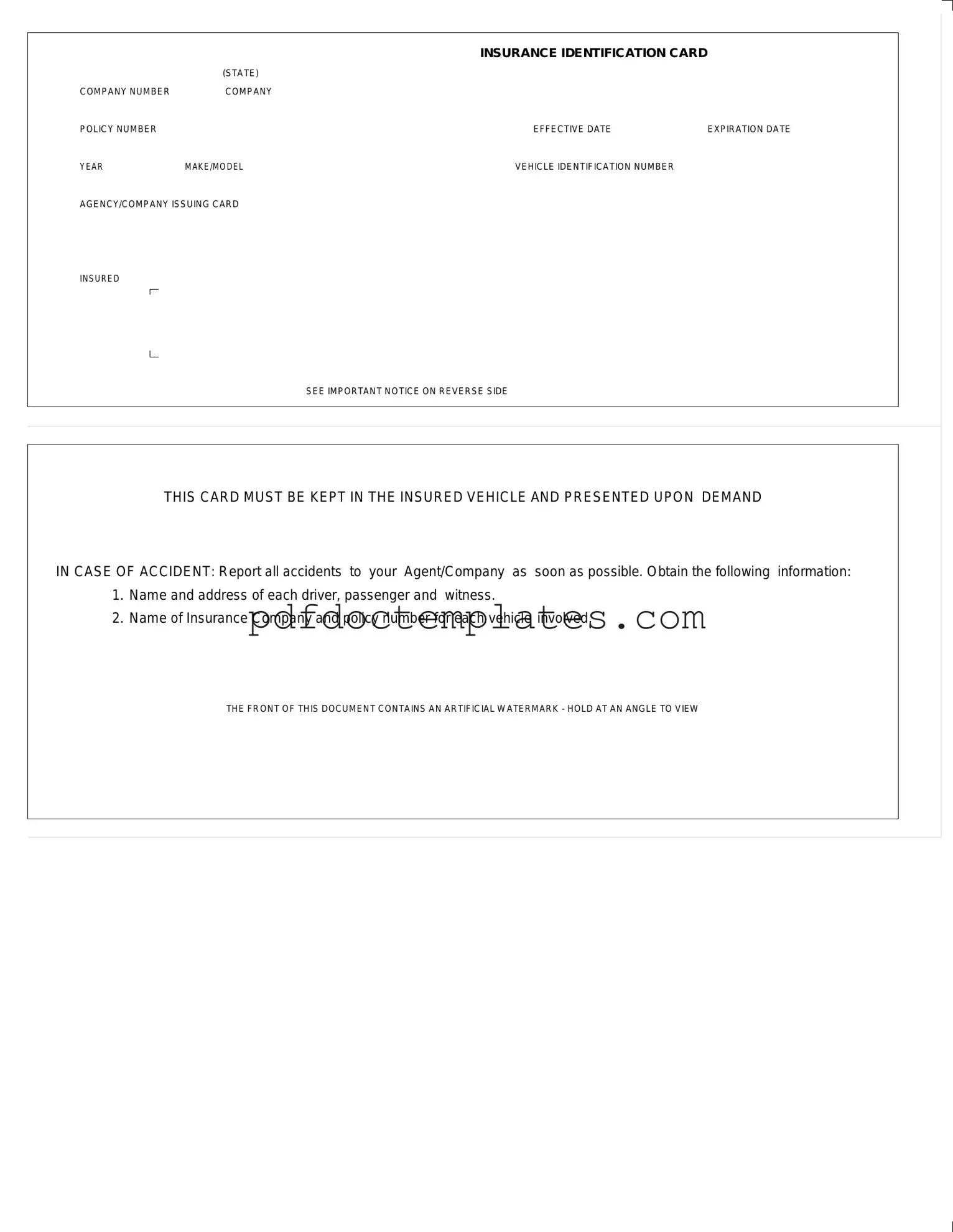 Download Auto Insurance Card Template