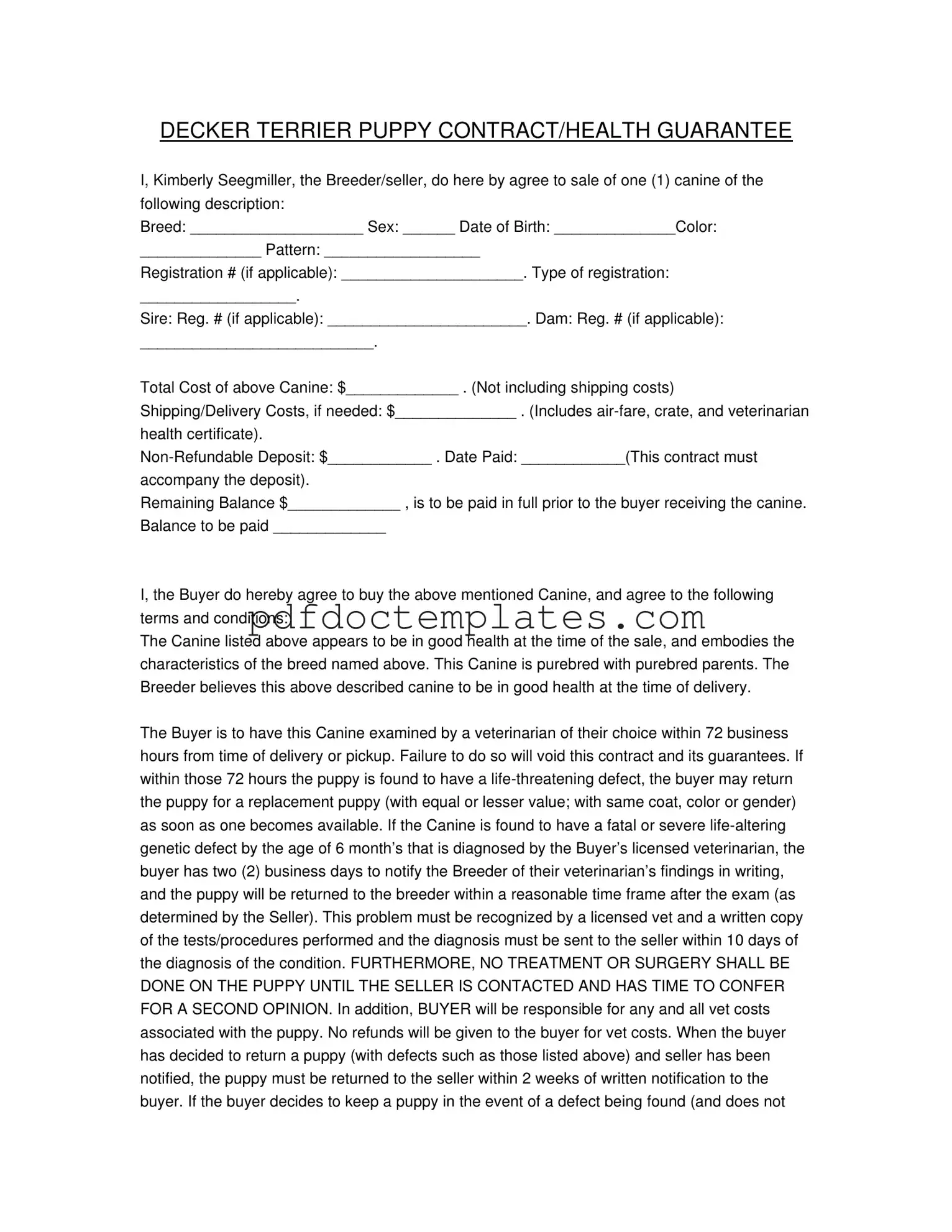 Download Health Guarantee Template