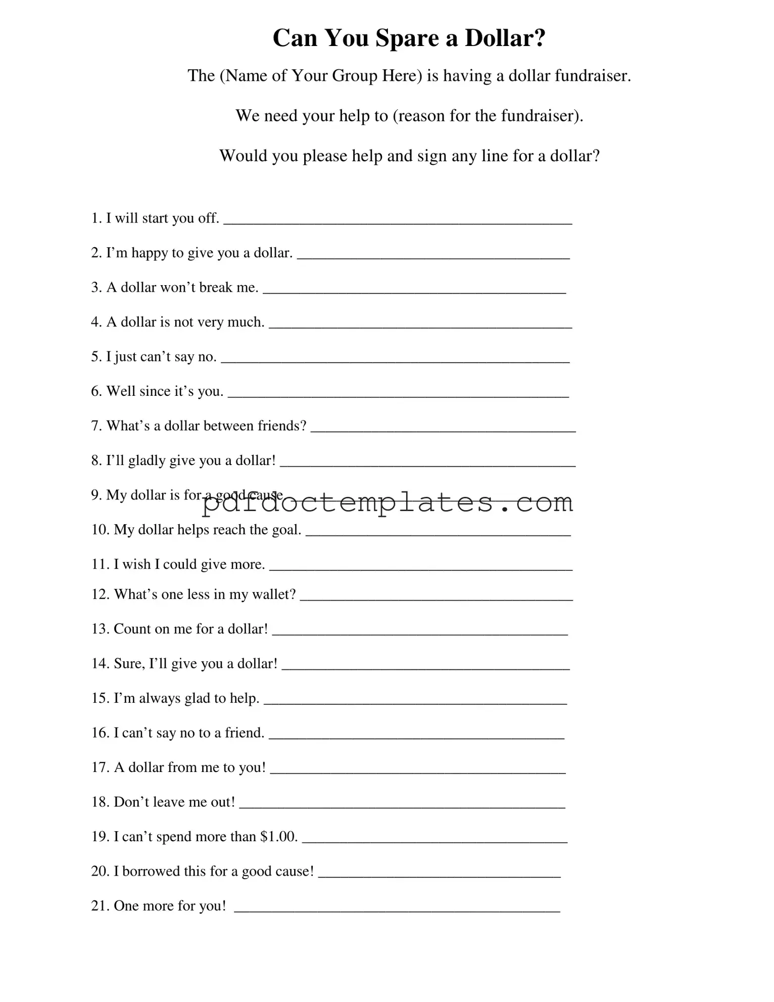 Download Donated A Dollar Template