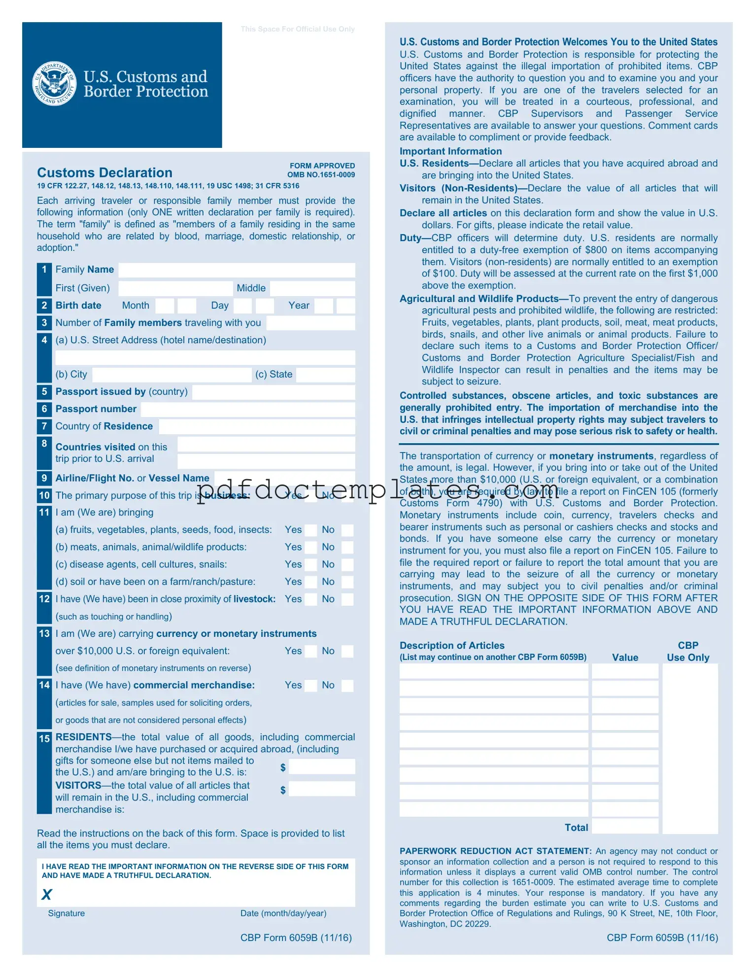 Download CBP 6059B Template