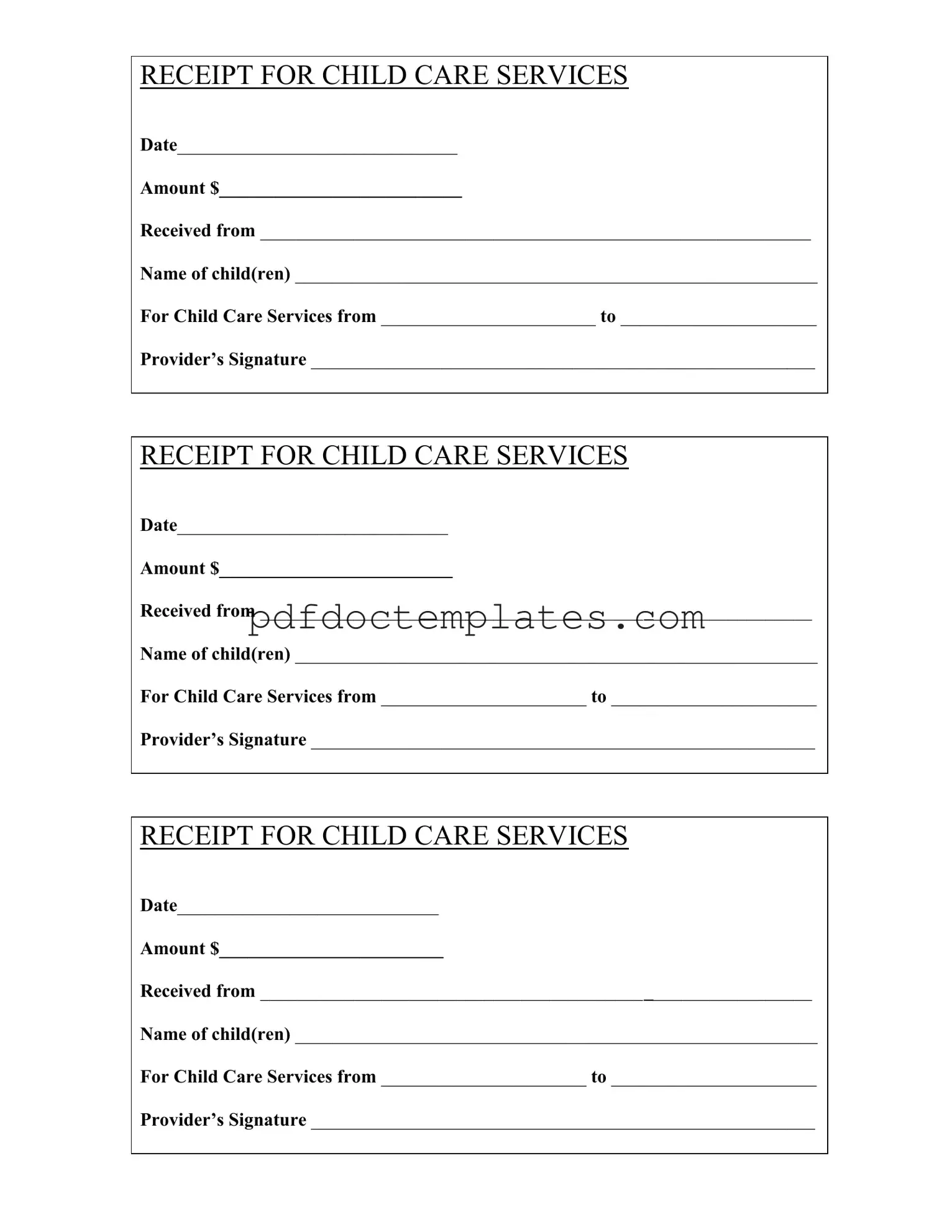 Download Childcare Receipt Template