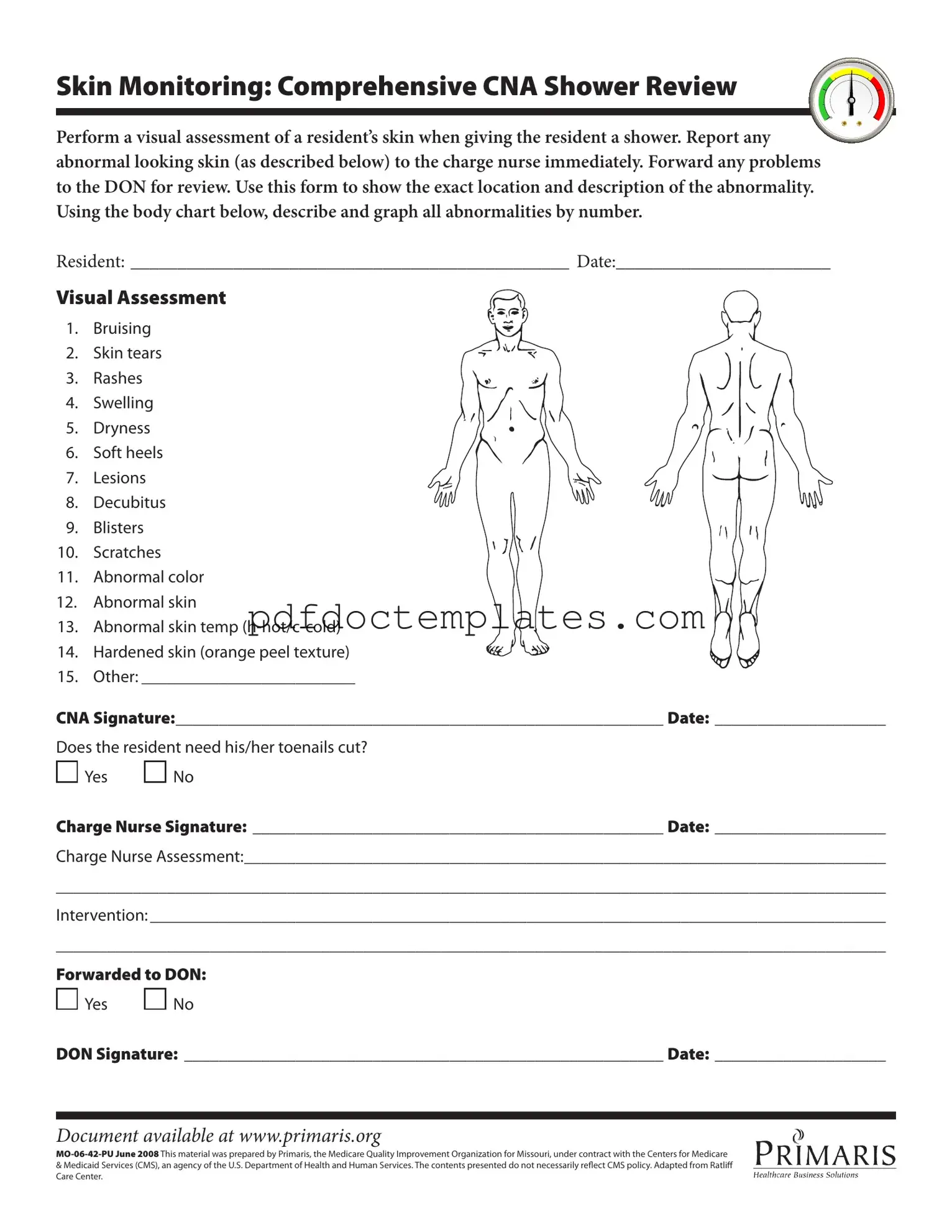 Download Cna Shower Sheets Template
