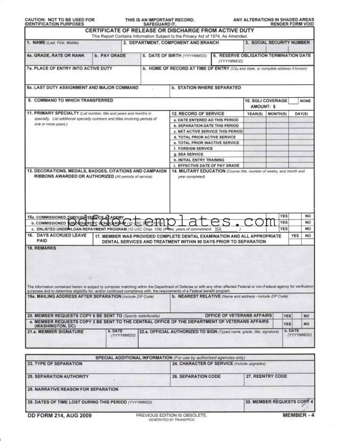 Download Dd 214 Template