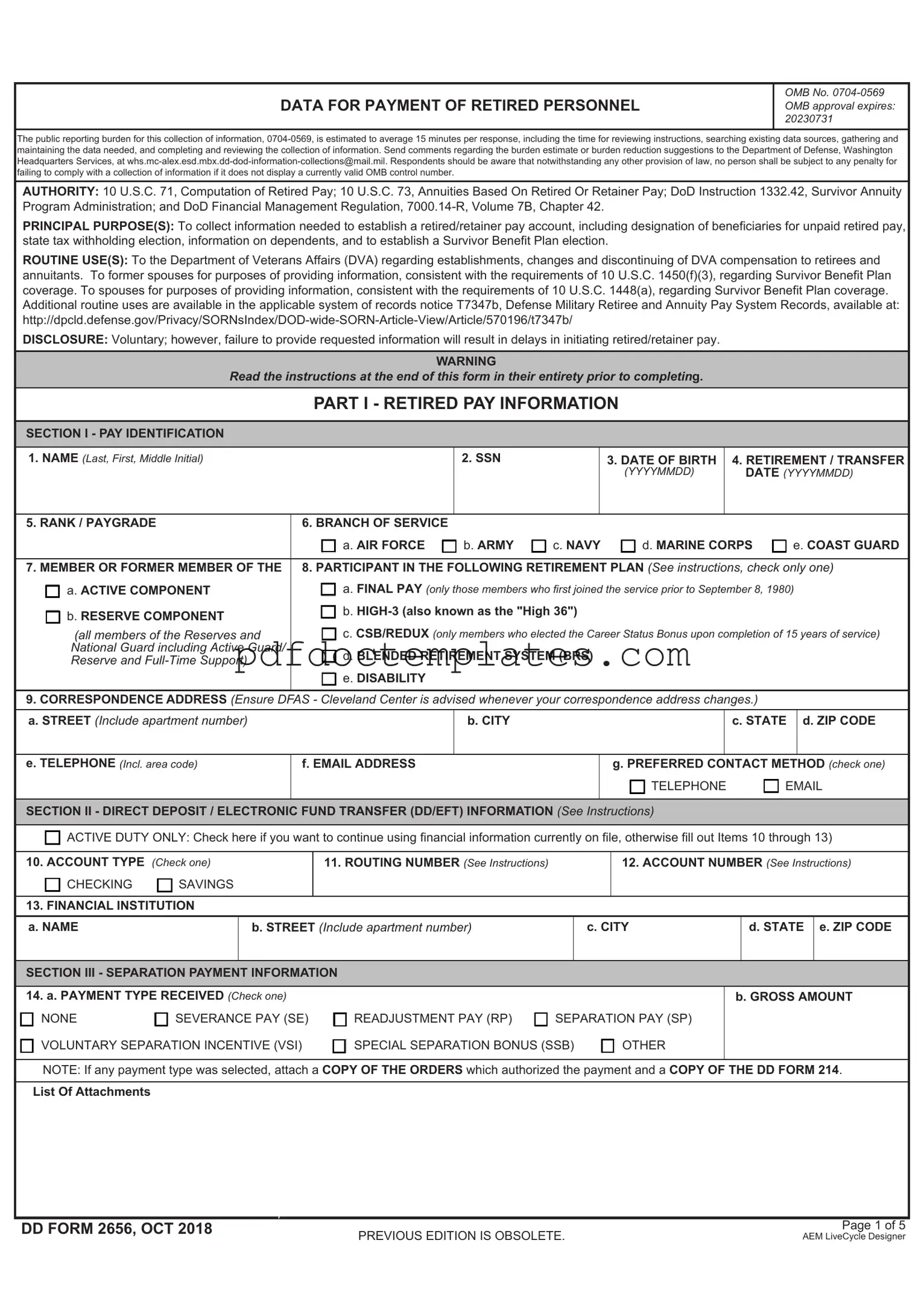 Download DD 2656 Template
