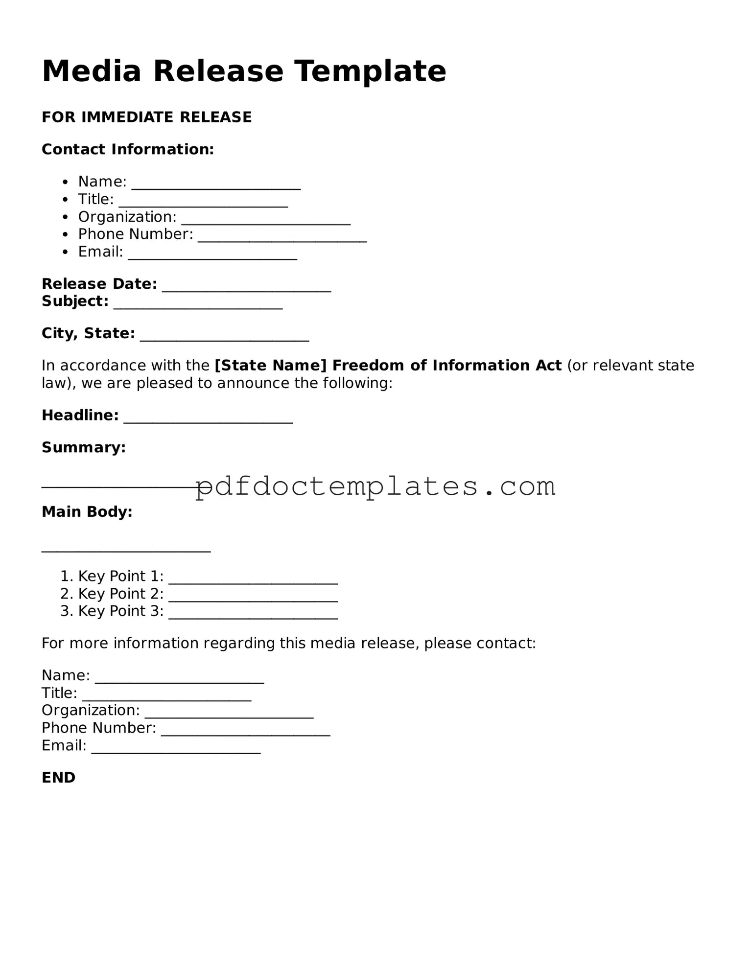Printable Media Release Template
