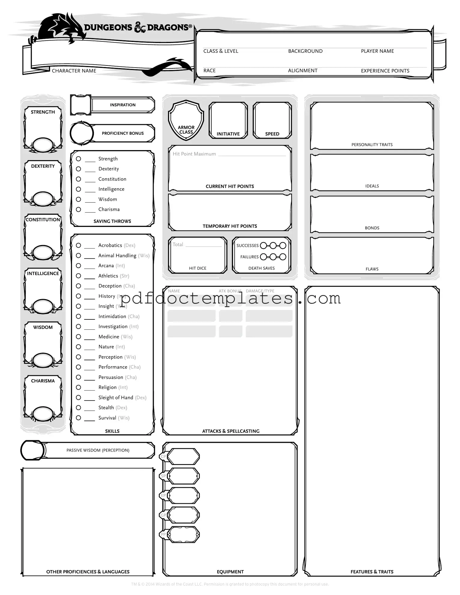 Download Dnd Character Sheet Template