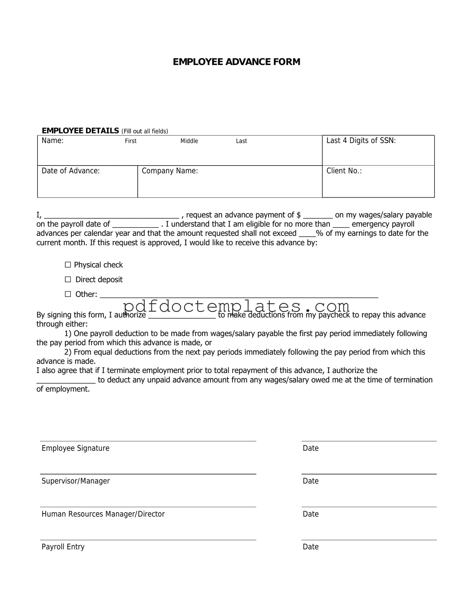 Download Employee Advance Template