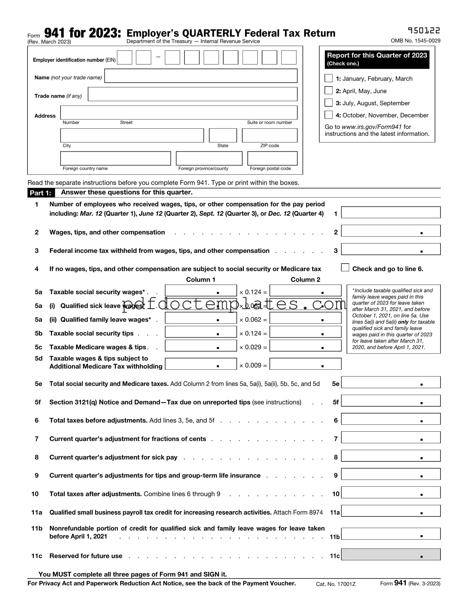 Download IRS 941 Template