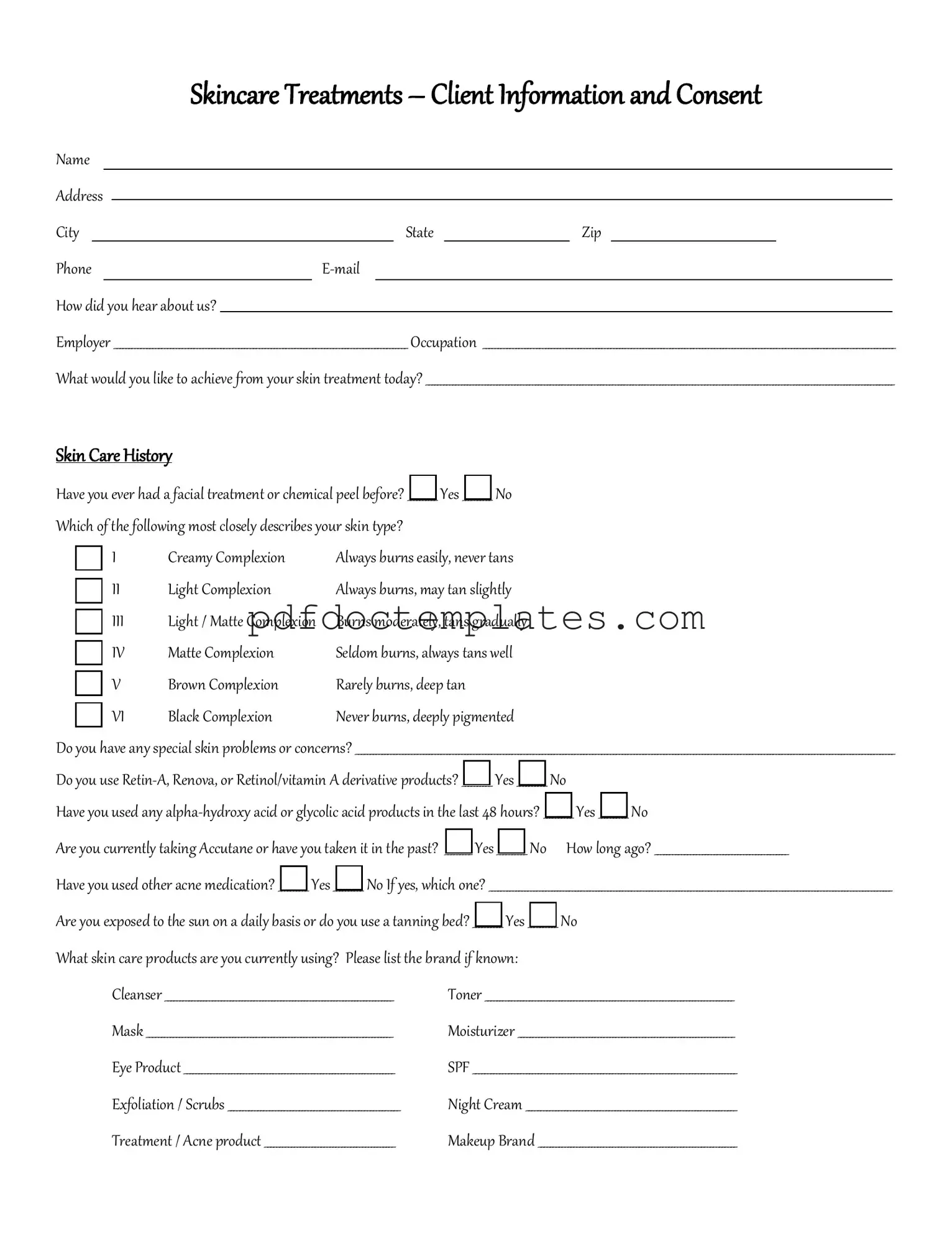Download Facial Consent Template