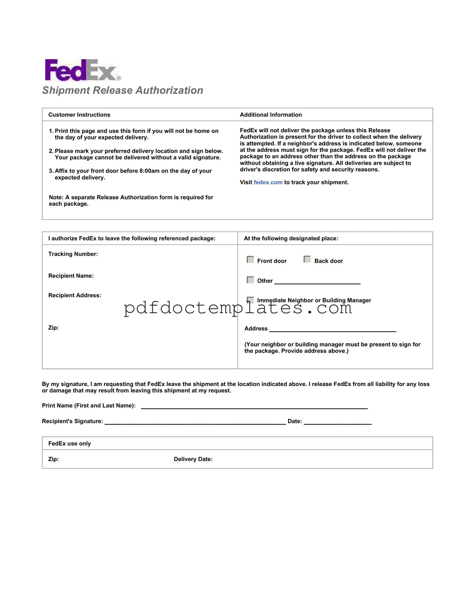 Download Fedex Release Template