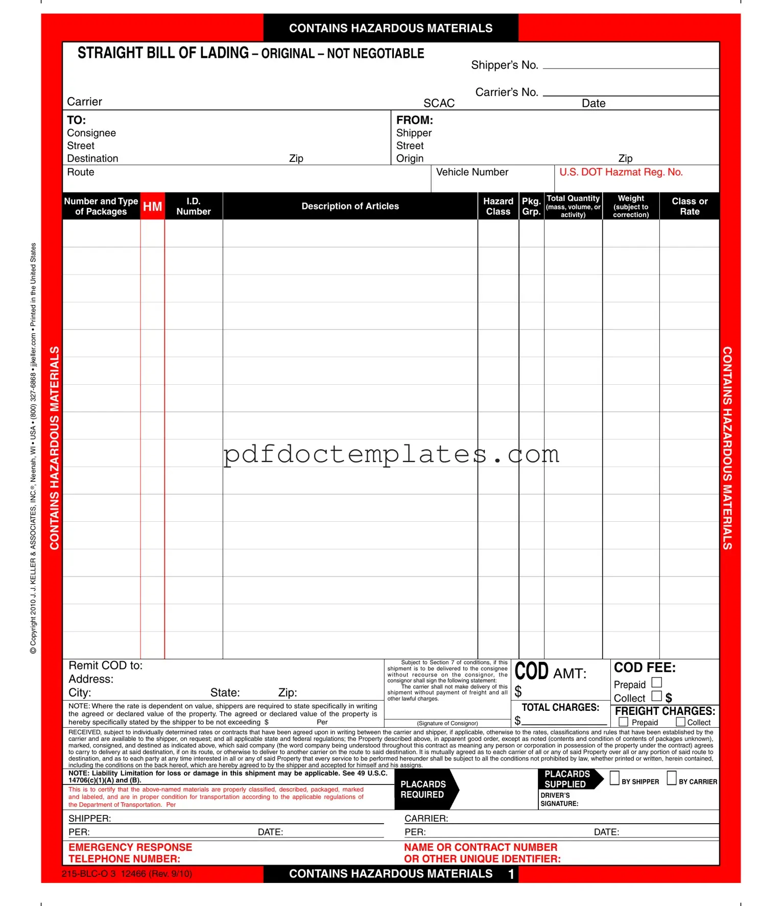 Download Hazard Bill Of Ladden Template
