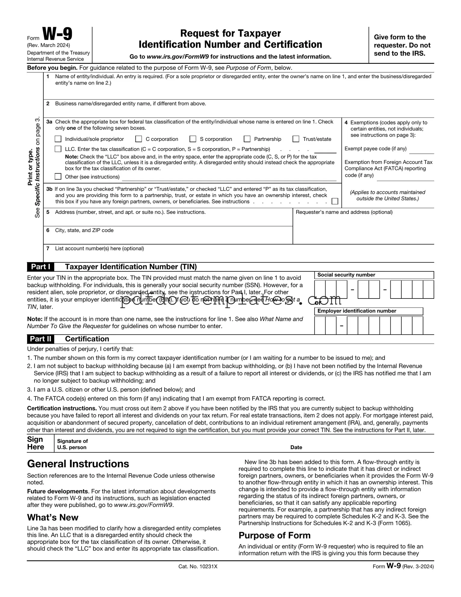 Download IRS W-9 Template
