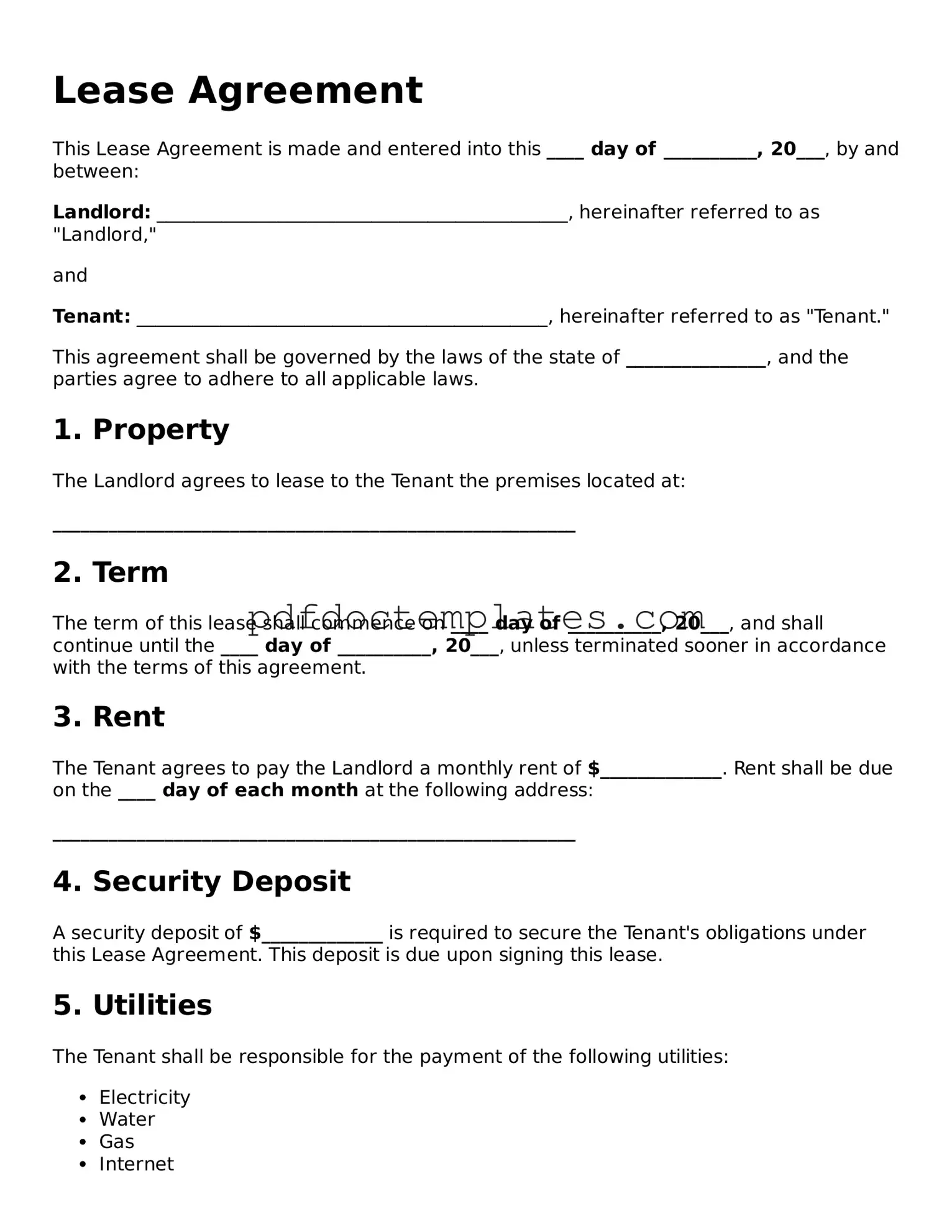 Printable Lease Agreement Template
