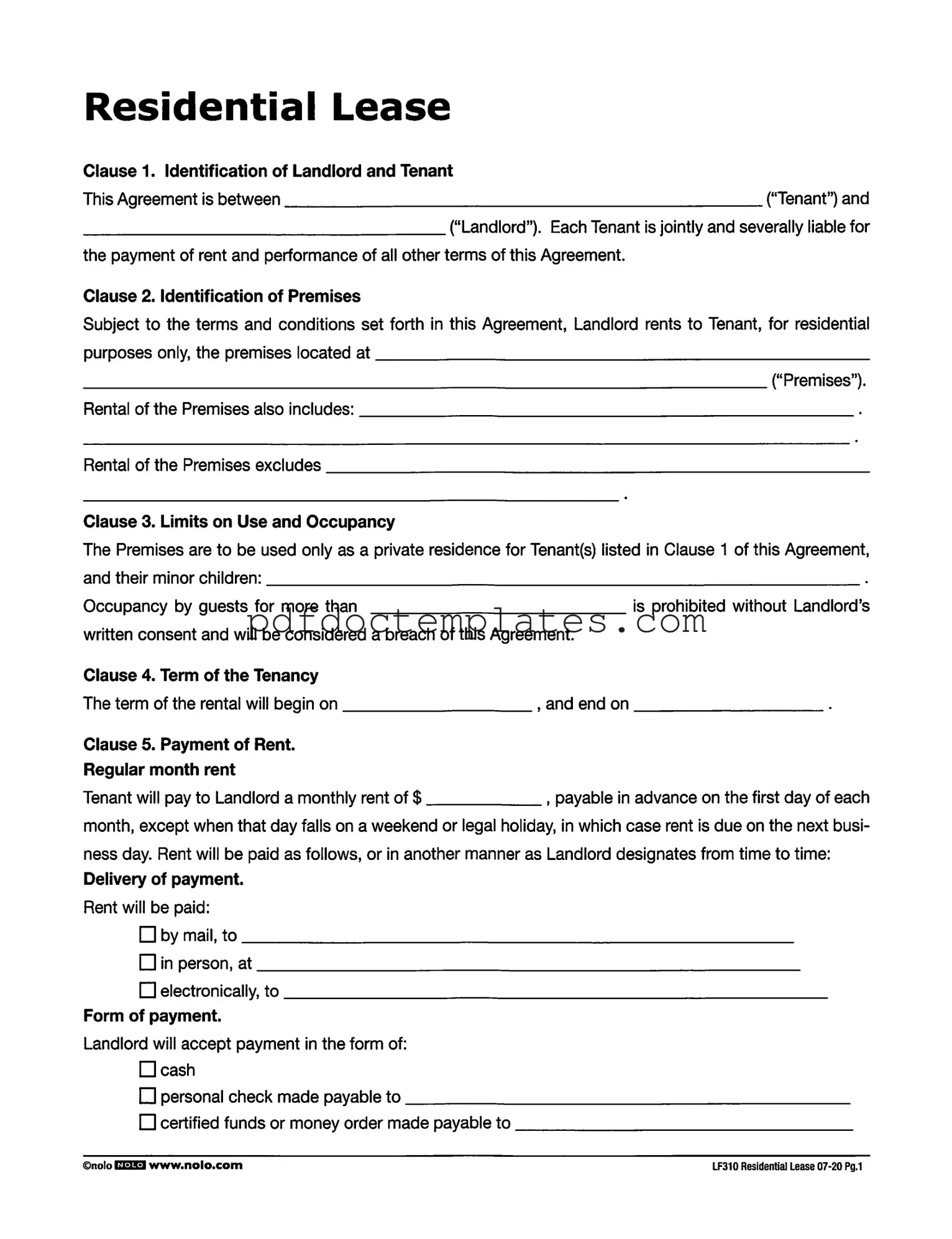 Download Lf310 Residential Lease Template