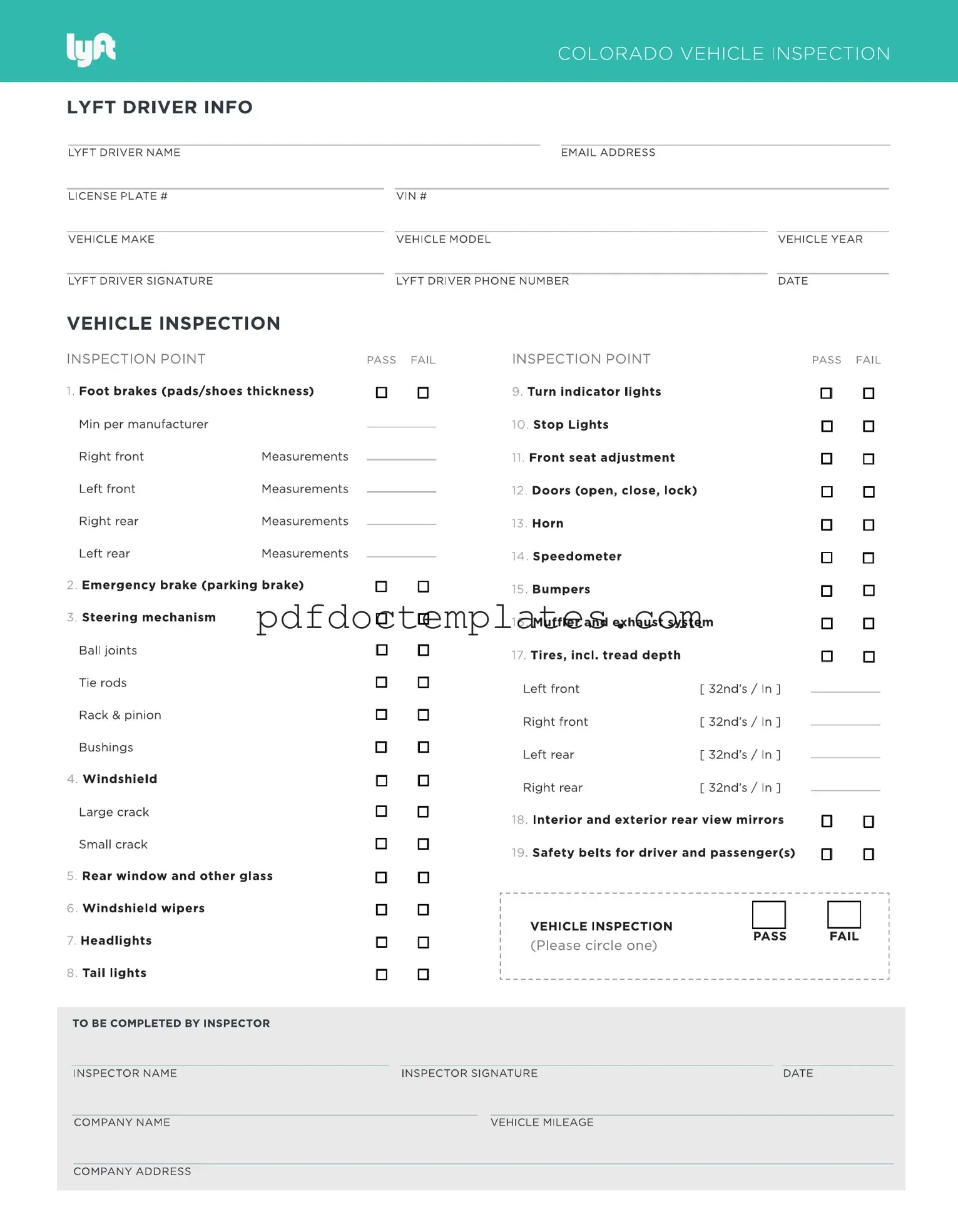 Download Lyft Inspection Template