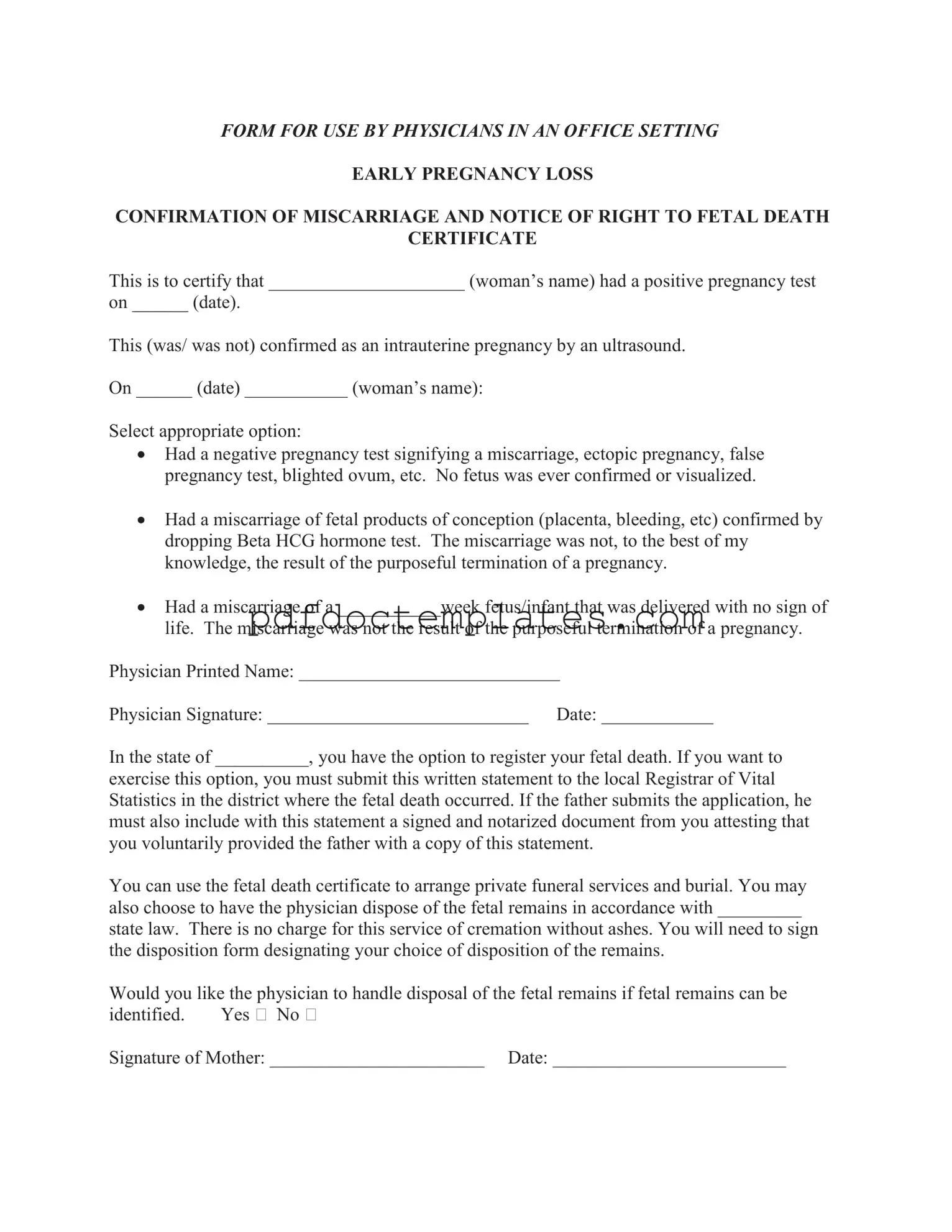 Download Miscarriage Discharge Paper Template