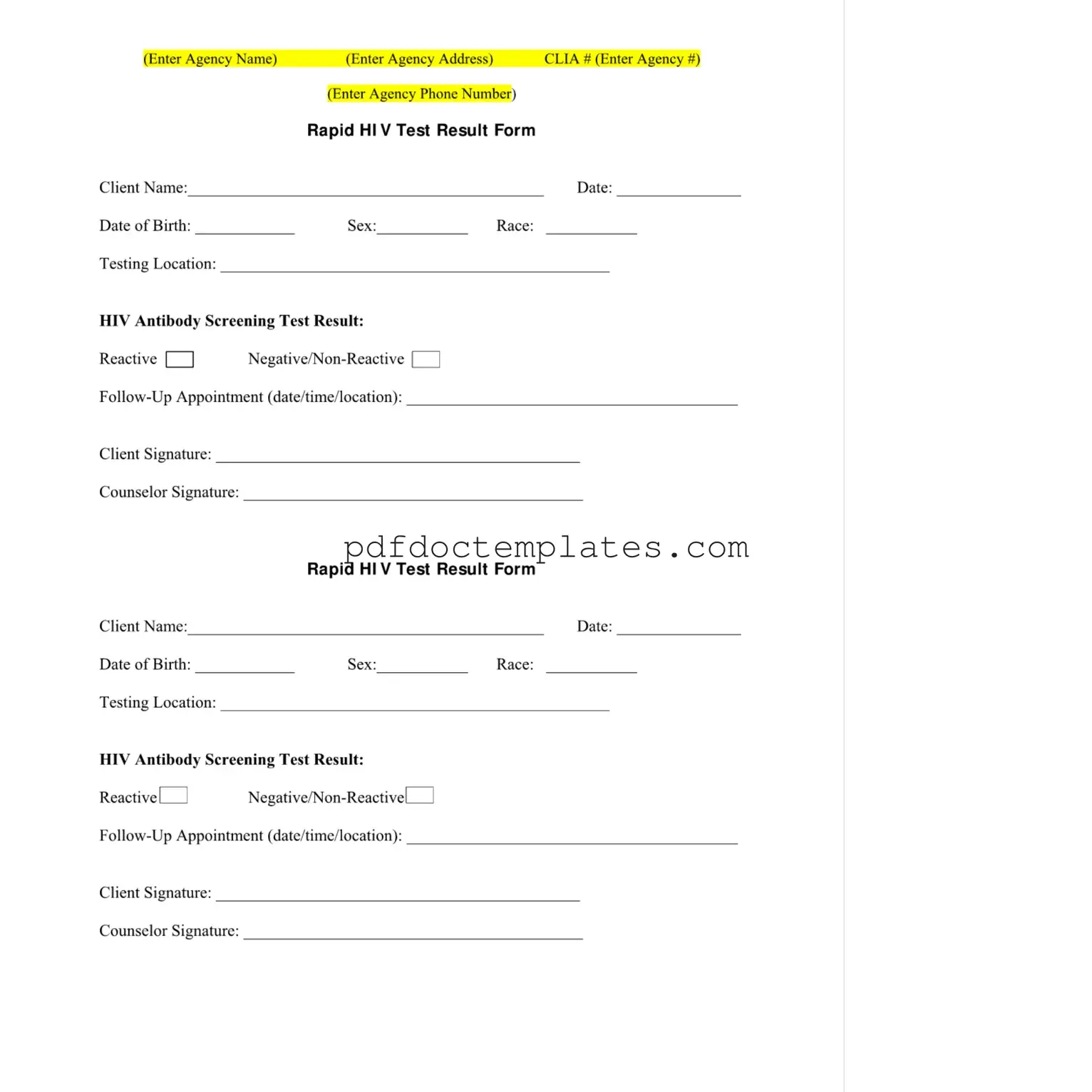 Download Negative Hiv Test Template