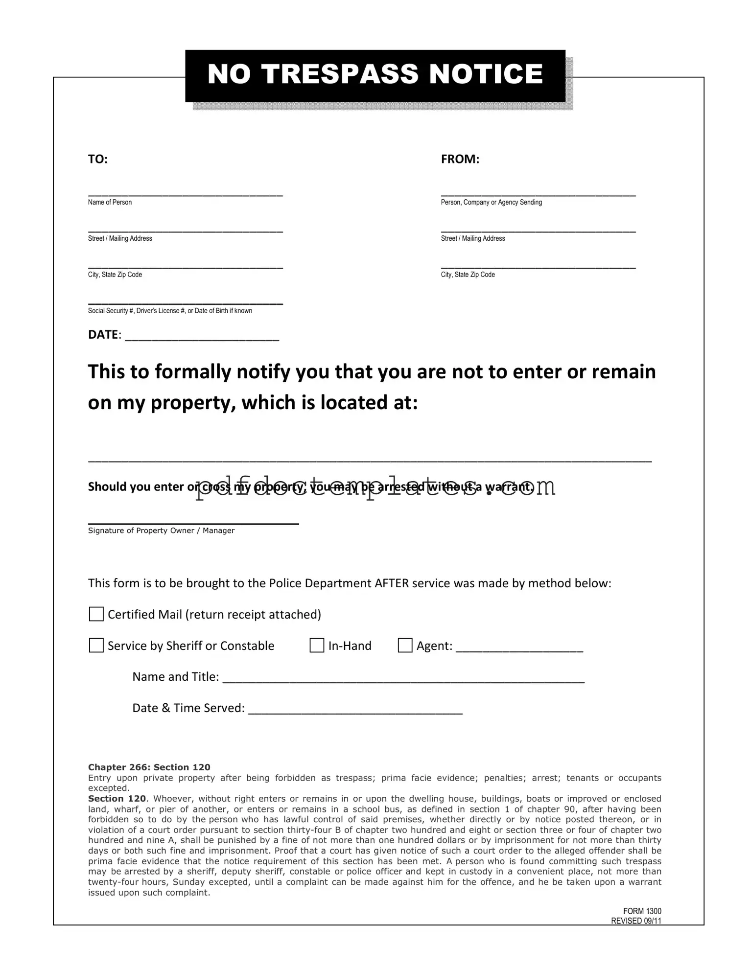 Download No Trespassing Letter Template