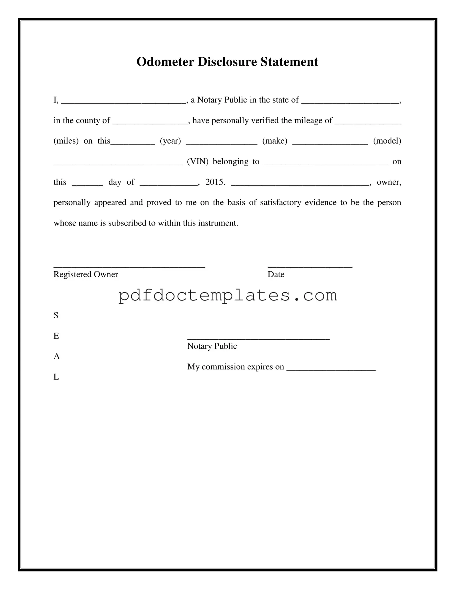 Download Notarized Odometer Statement Template