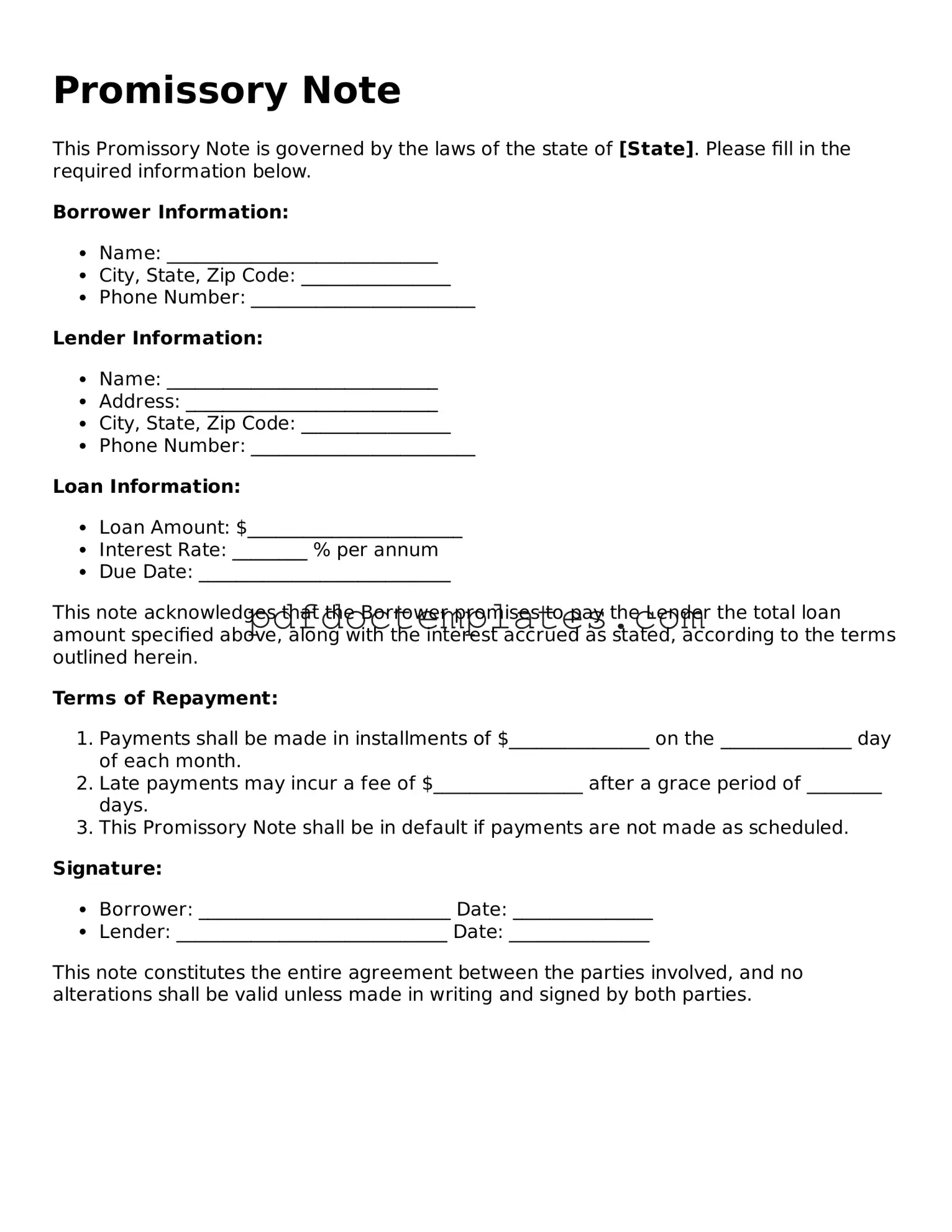 Printable Promissory Note Template