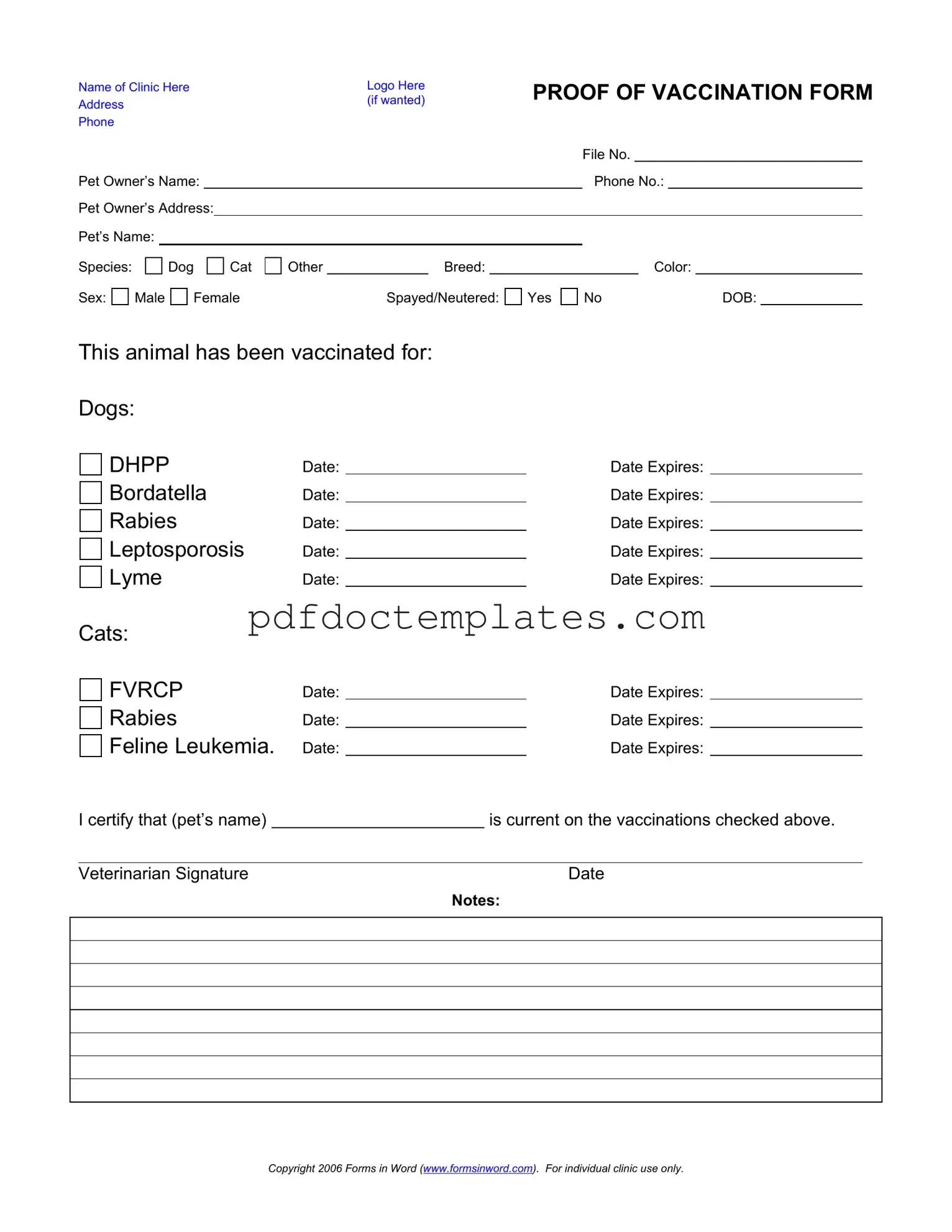 Download Proof Of Vaccination Dog Template
