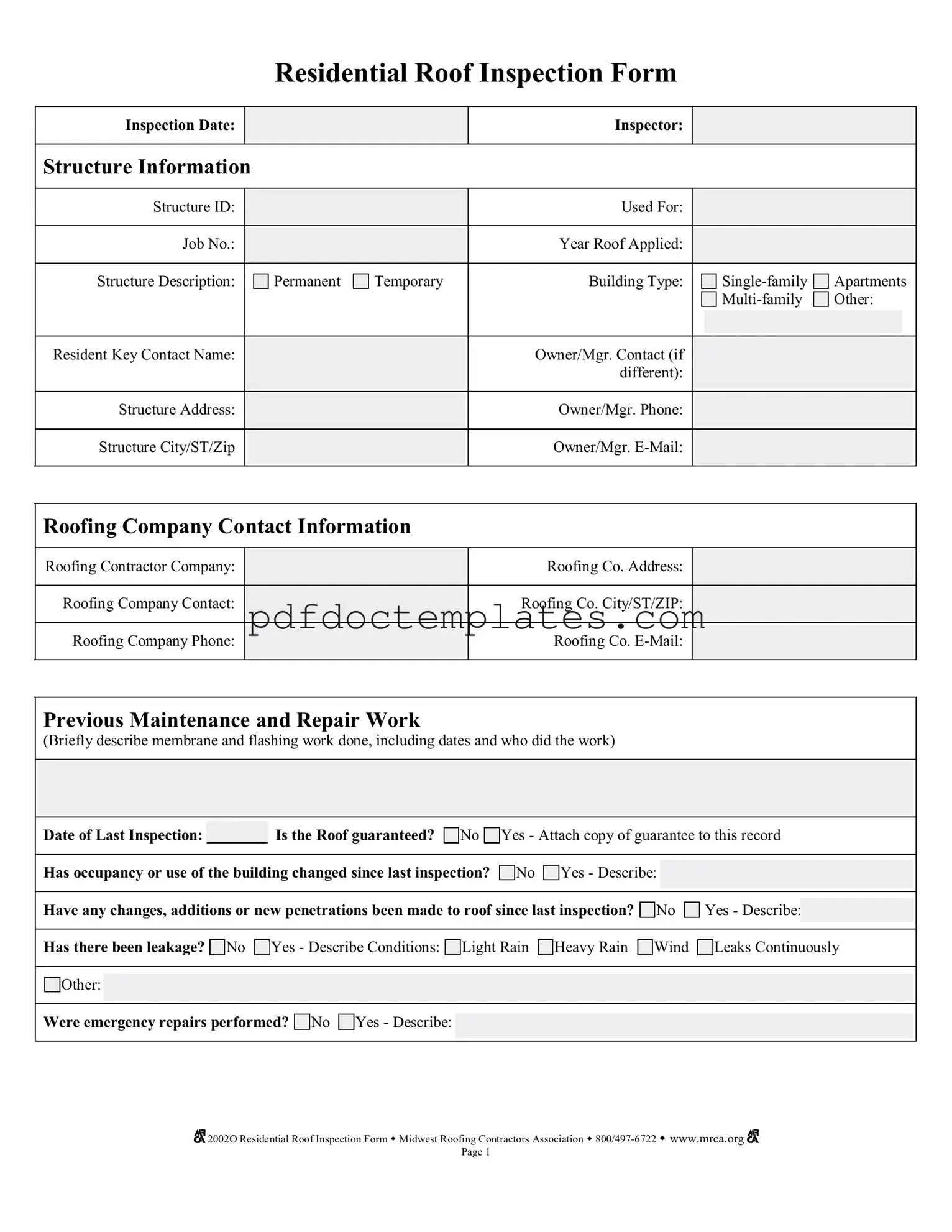 Download Roof Inspection Template