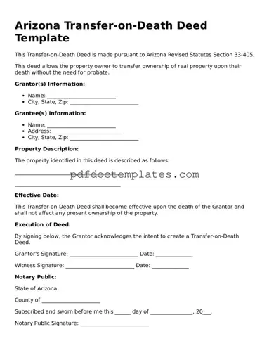 Blank  Transfer-on-Death Deed Document for Arizona