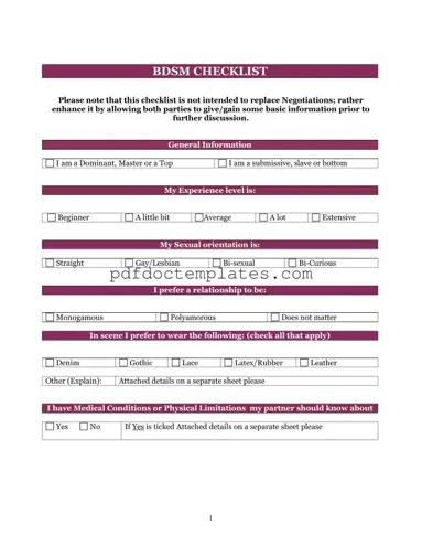 Download Bdsm Checklist Template