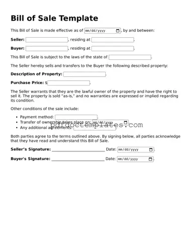 Printable Bill of Sale Template