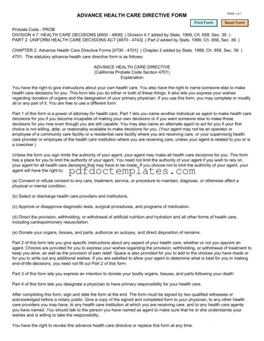 Download California Advanced Health Care Directive Template