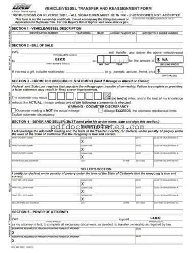 Download California Fotm Reg 262 Template