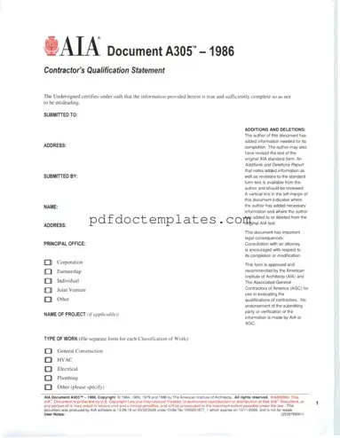 Download AIA A305 Template