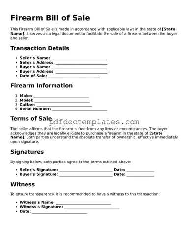 Printable Firearm Bill of Sale Template