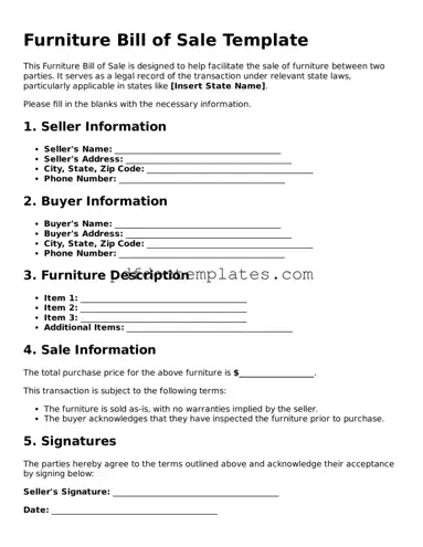 Printable Furniture Bill of Sale Template