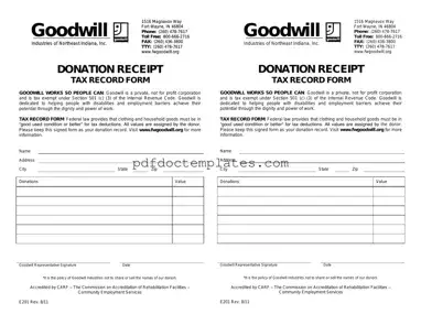 Download Goodwill donation receipt Template