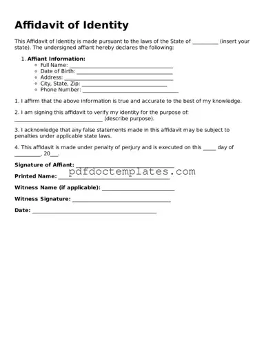 Printable Affidavit of Identity Template