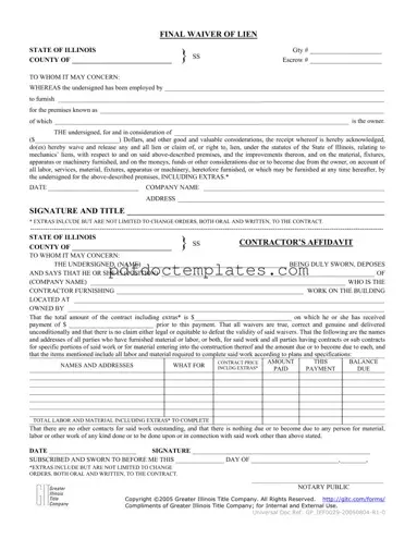 Download Illinois Final Waiver Of Lien Template