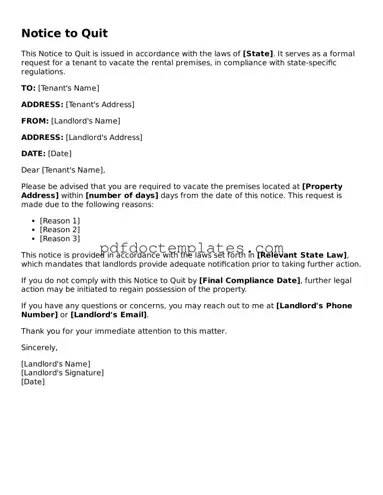 Printable Notice to Quit Template