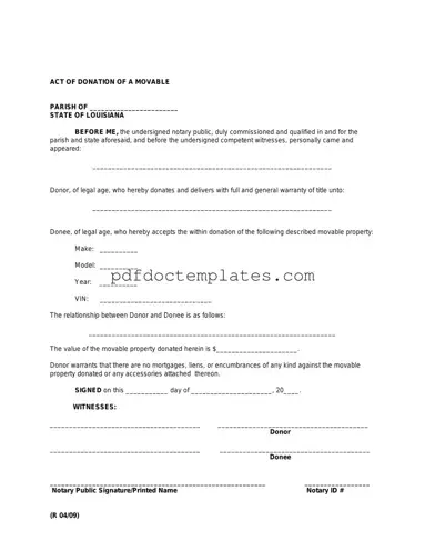 Download Louisiana act of donation Template