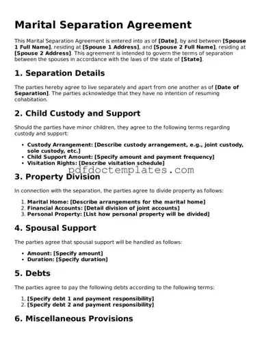 Printable Marital Separation Agreement Template
