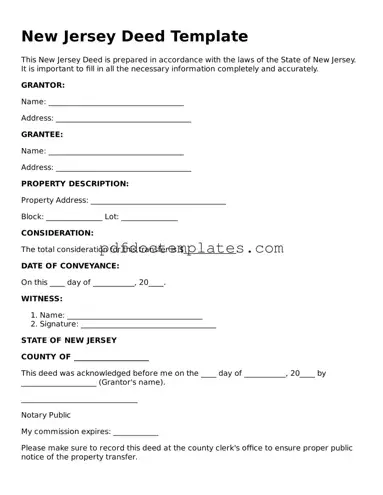 Blank  Deed Document for New Jersey