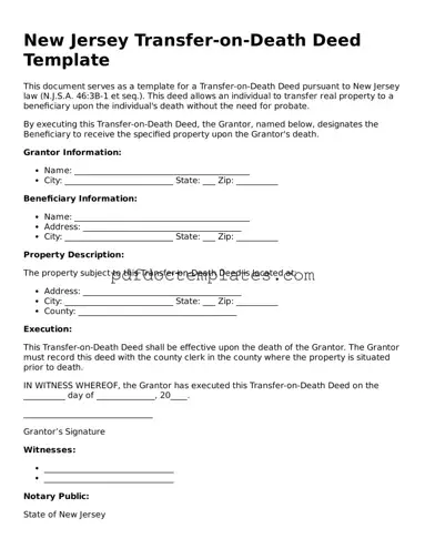 Blank  Transfer-on-Death Deed Document for New Jersey