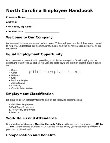 Blank  Employee Handbook Document for North Carolina