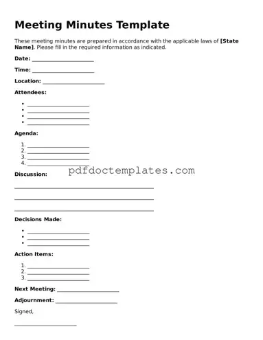 Printable Meeting Minutes Template
