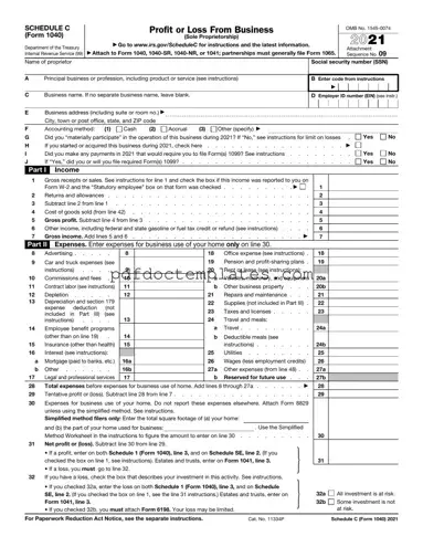 Download IRS Schedule C 1040 Template