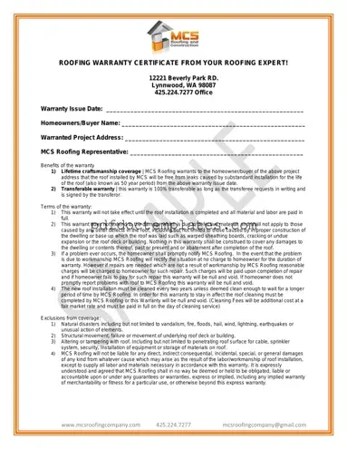 Download Roofing Warranty Certificate Template