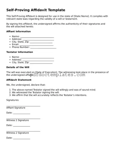 Printable Self-Proving Affidavit Template