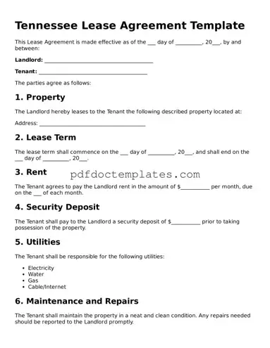 Blank Lease Agreement Document for Tennessee