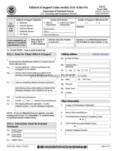Download USCIS I-864 Template